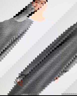 IRO rochie cu lână WM33TONINA culoarea gri, mini, oversize, TONINA