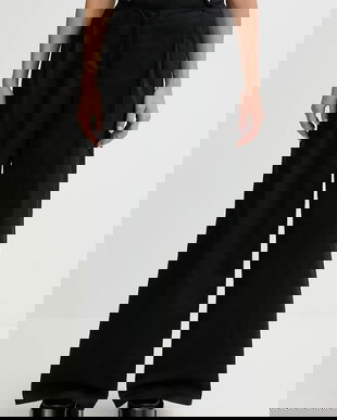 Karl Lagerfeld Jeans pantaloni de bumbac culoarea negru, lat, high waist, B1W10086