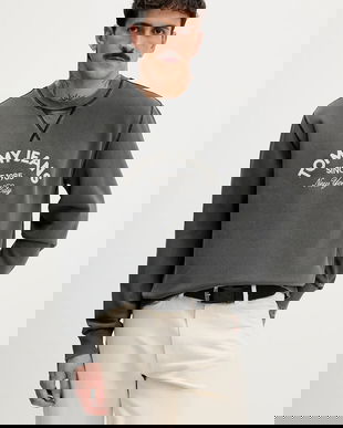 Tommy Jeans bluza culoarea gri, cu imprimeu, DM0DM22369