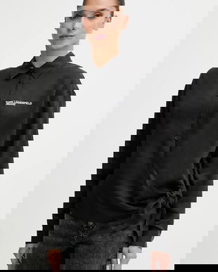 Karl Lagerfeld Jeans camasa culoarea negru, cu guler clasic, relaxed, B1W11026