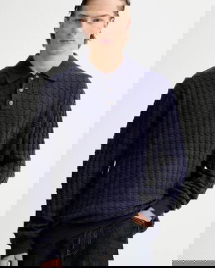 Les Deux pulover din amestec de lână culoarea albastru marin, 1001201