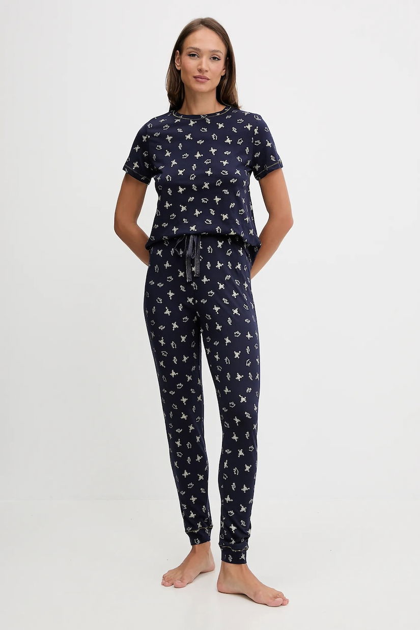 women'secret pijamale de bumbac culoarea albastru marin, bumbac, 3132233