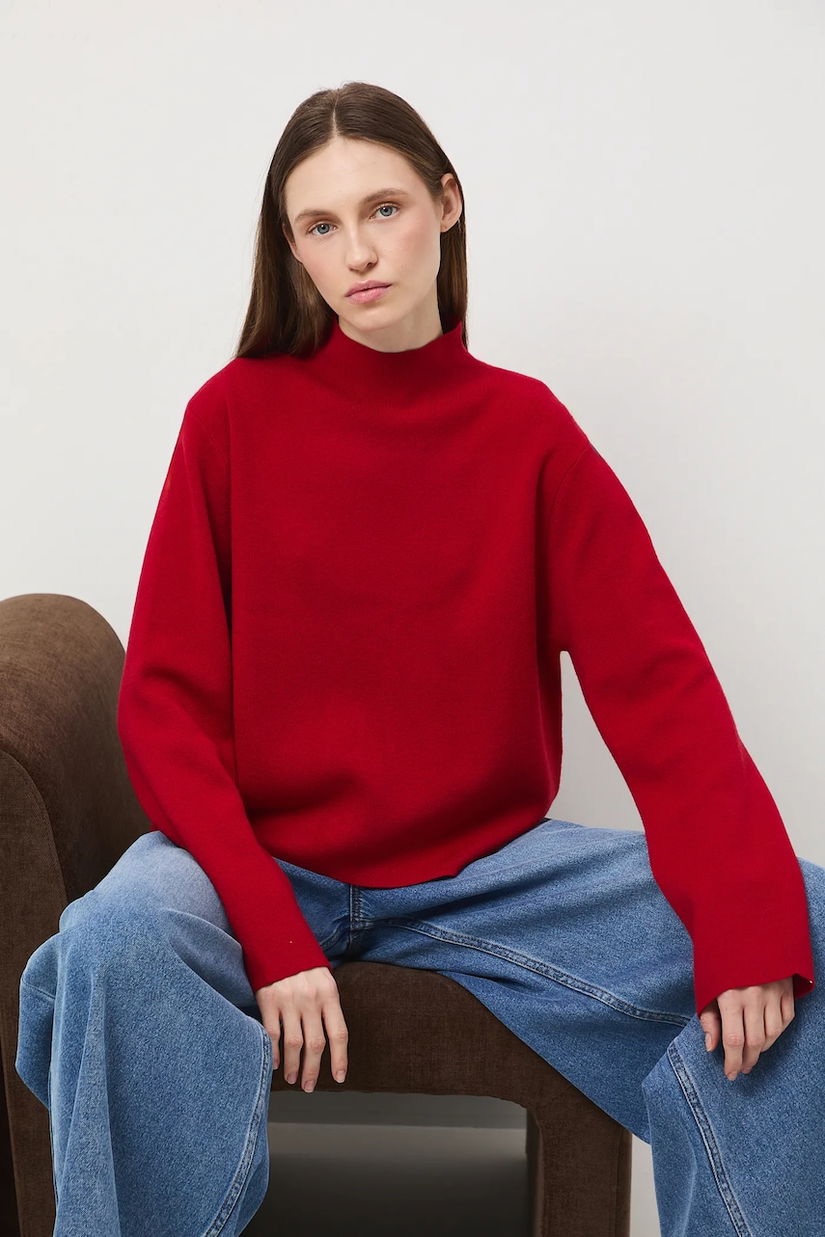 Medicine pulover culoarea rosu, light, cu turtleneck