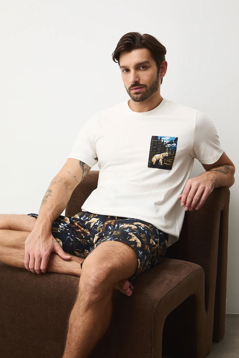 Medicine pijamale de bumbac culoarea bej, modelator