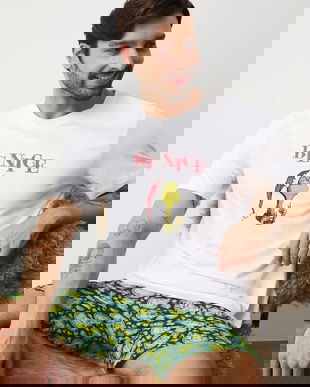 Medicine pijamale de bumbac culoarea alb, modelator