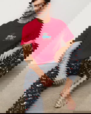 Medicine pijamale de bumbac culoarea rosu, modelator