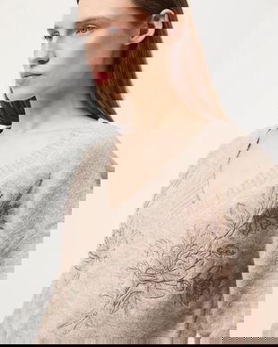 Medicine pulover din amestec de lana culoarea bej