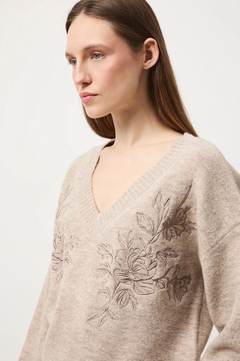 Medicine pulover din amestec de lana culoarea bej