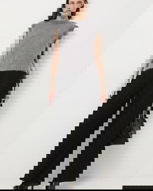 Medicine pantaloni culoarea negru, lat, medium waist