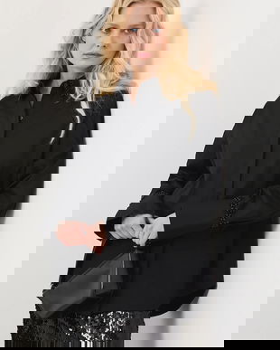 Medicine camasa culoarea negru, cu guler clasic, relaxed