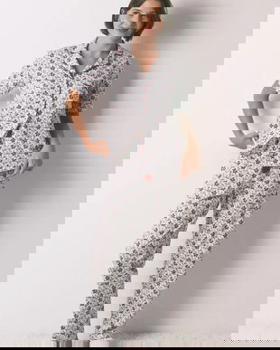 women'secret pijamale din bumbac culoarea bej, bumbac, 3792070