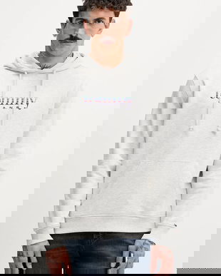 Tommy Jeans hanorac de bumbac culoarea gri, cu glugă, uni, DM0DM22642