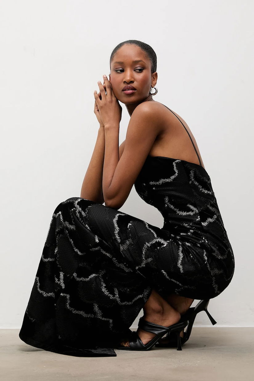 Answear.LAB rochie culoarea negru, maxi, drept