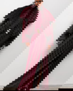 Answear.LAB rochie culoarea bordo, maxi, mulata