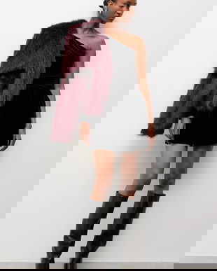 Answear.LAB salopeta de catifea culoarea negru, cu decolteu rotund