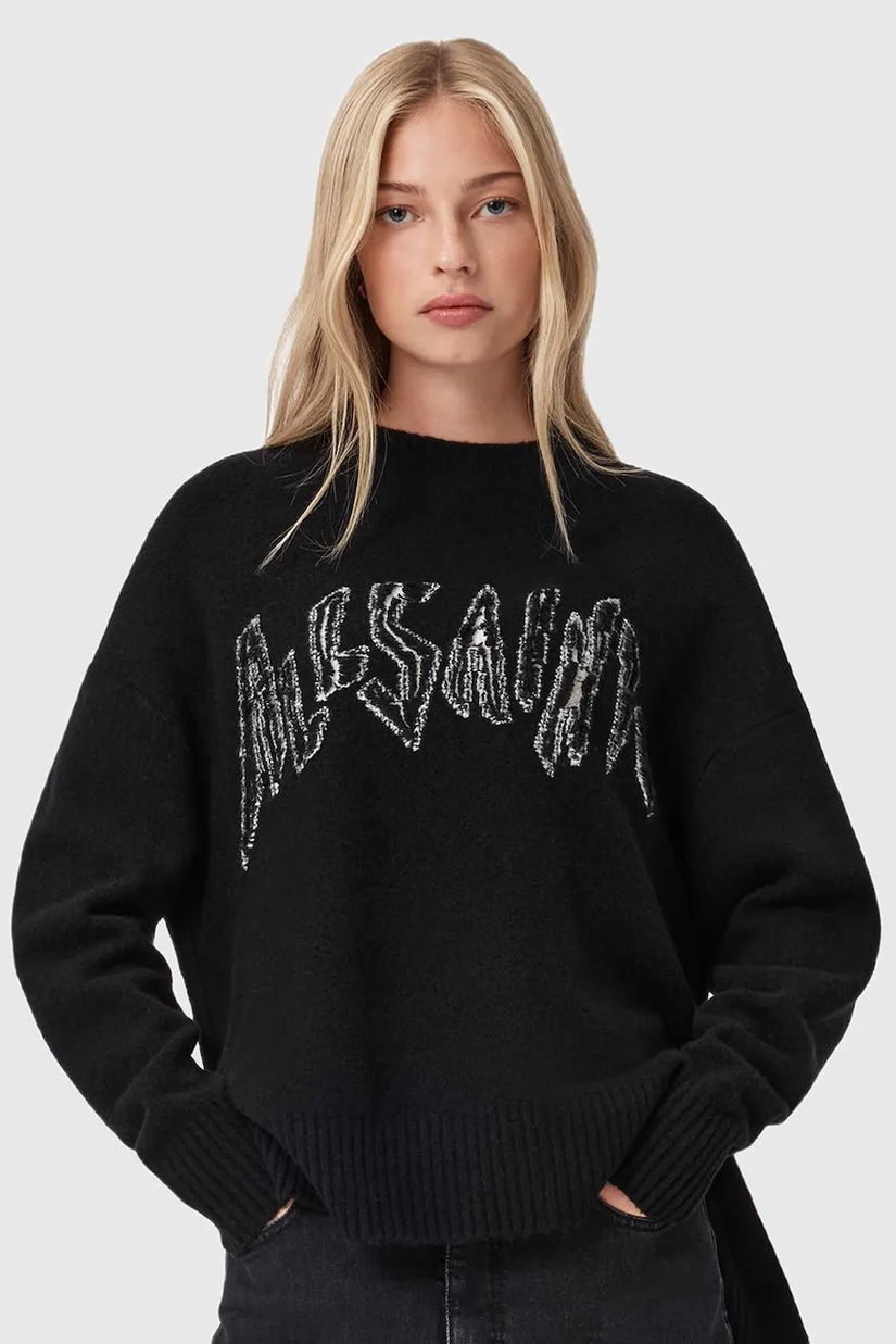 AllSaints pulover din amestec de lână culoarea negru, W071KD