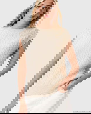 AllSaints vestă din amestec de lână culoarea bej, cu guler, W060KD