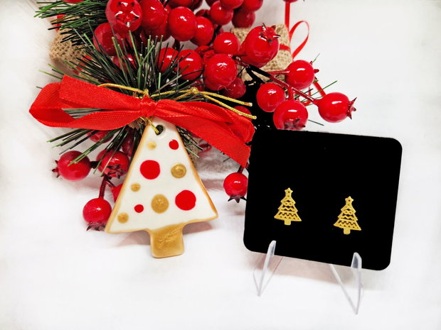 Christmas Gift Box: Glob din portelan+ Cercei din argint "Bradut auriu"