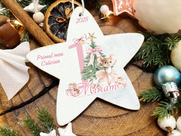 Glob Craciun Personalizat din Lemn - My first Christmas