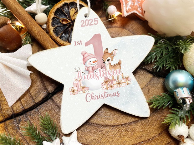 Glob Craciun Personalizat din Lemn - My first Christmas