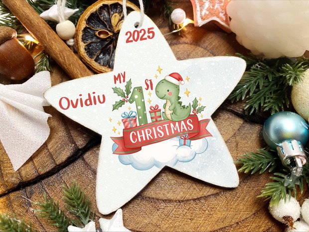 Glob Craciun Personalizat din Lemn - My first Christmas