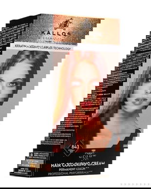Vopsea Permanenta - Kallos Glow Long Lasting Cream Hair Colour, nuanta 843 Roscat Coral, 1 buc