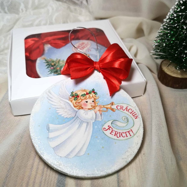 Decoratiune personalizata pentru Craciun, cadou invatatoare educatoare, tema ingeras