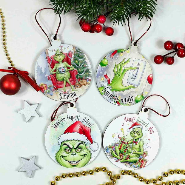 GLob lemn Craciun personalizat cu nume / Grinch