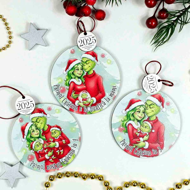 Glob lemn Craciun Primul Craciun in 3 - Grinch