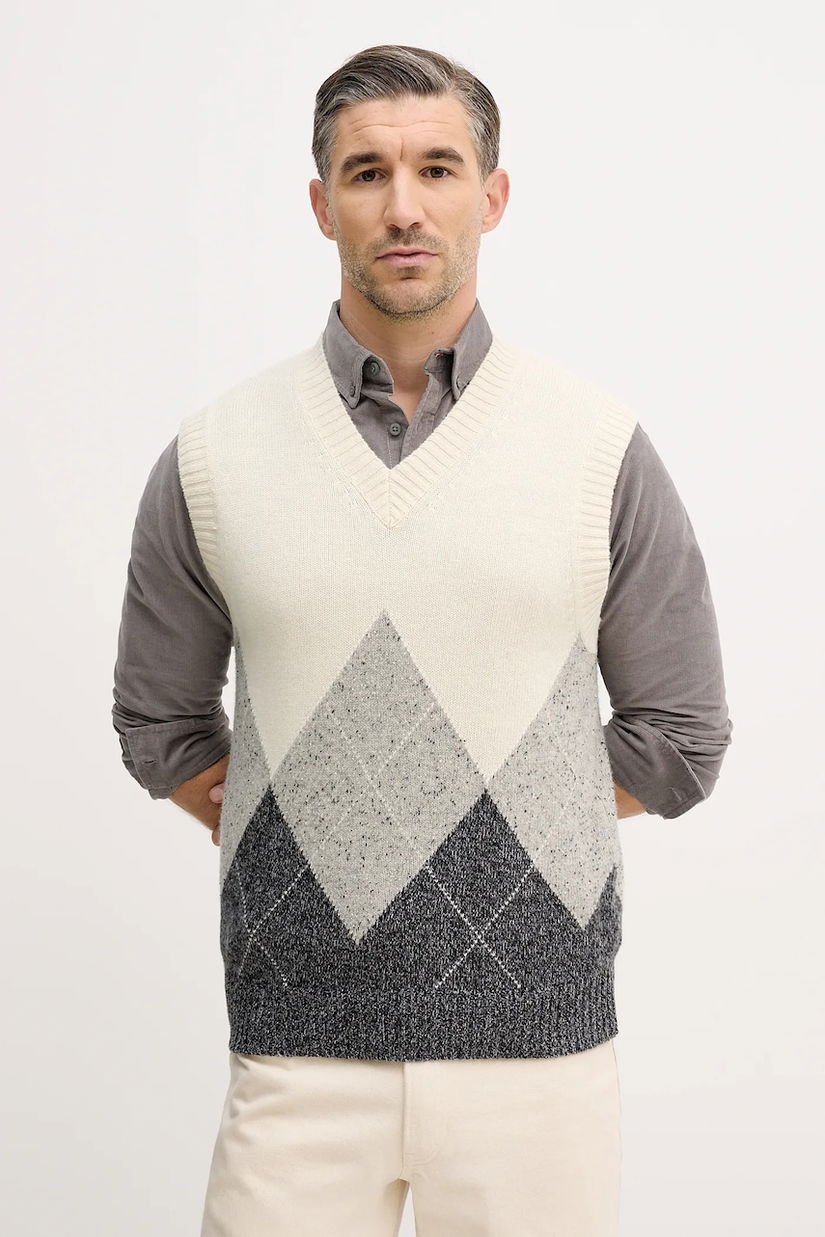 United Colors of Benetton vestă din amestec de lână culoarea bej, 1NGVK401J