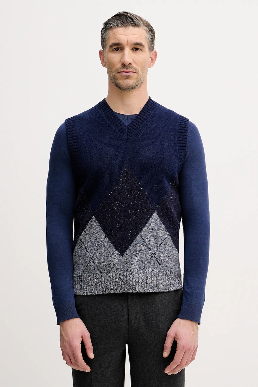 United Colors of Benetton vestă din amestec de lână culoarea bleumarin, 1NGVK401J