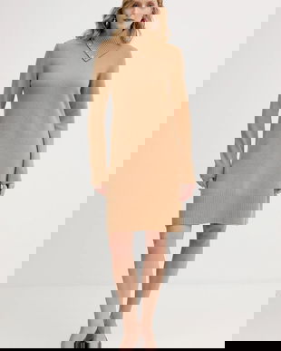 United Colors of Benetton rochie cu lână culoarea maro, midi, mulată, 1444DV02F