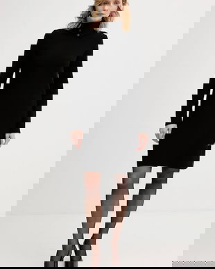 United Colors of Benetton rochie cu lână culoarea negru, midi, mulată, 1444DV02F