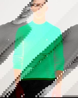 United Colors of Benetton pulover din amestec de lână culoarea verde, 1444U10AZ