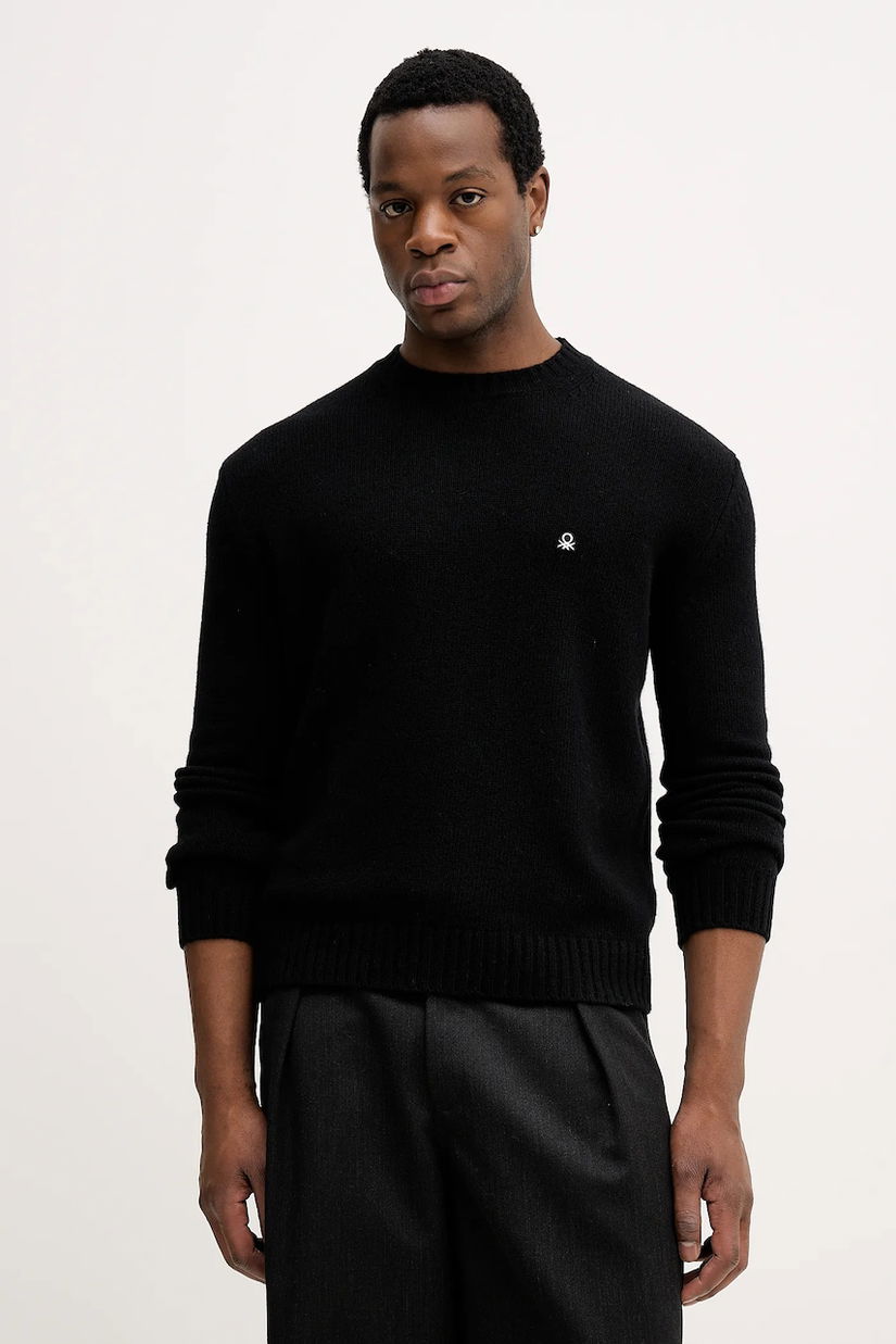 United Colors of Benetton pulover din amestec de lână culoarea negru, 1444U10AZ