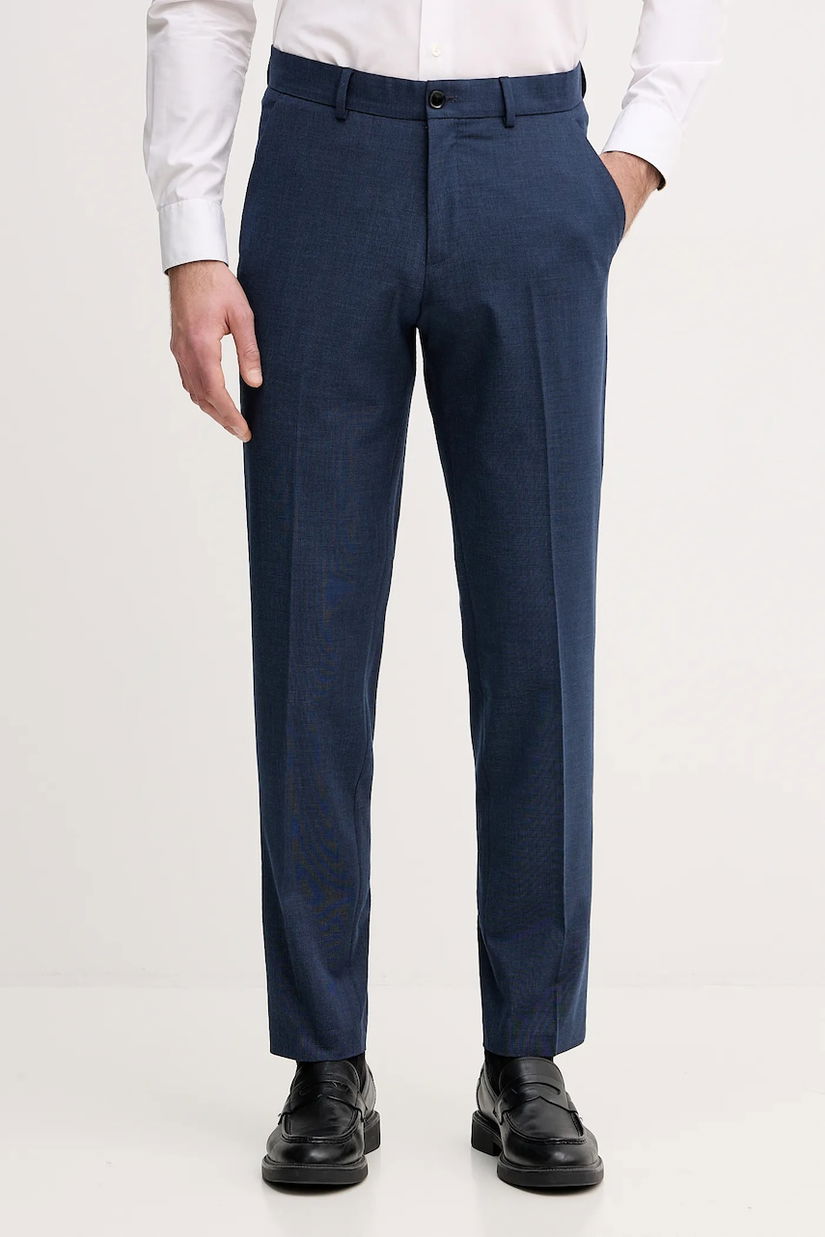 Sisley pantaloni culoarea bleumarin, cu fason chinos, 4HQJSF05I