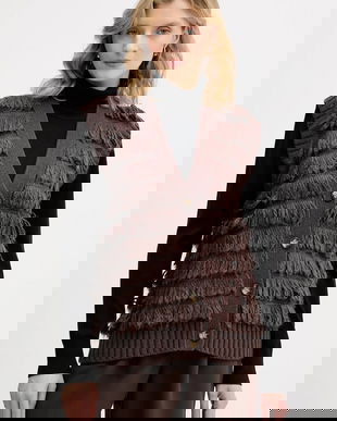 Sisley vestă din amestec de lână culoarea maro, călduros, 18DLL602X