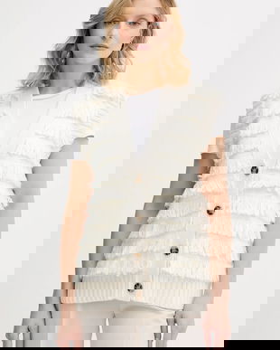 Sisley vestă din amestec de lână culoarea bej, călduros, 18DLL602X