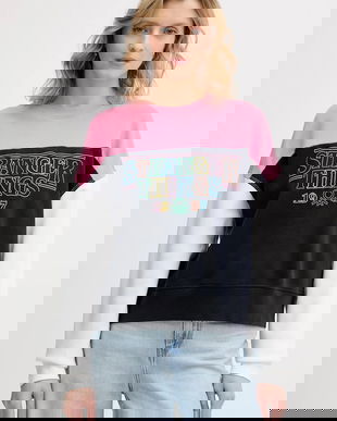 United Colors of Benetton hanorac de bumbac pentru copii x Stranger Things culoarea bleumarin, cu imprimeu, 33NVD10BB