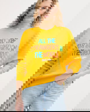 United Colors of Benetton hanorac de bumbac pentru copii x Stranger Things culoarea galben, cu imprimeu, 33NVD10BB