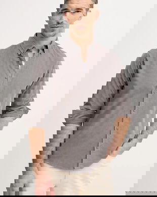 United Colors of Benetton cămașă din velur culoarea gri, cu guler button-down, regular, 5T98UQ066