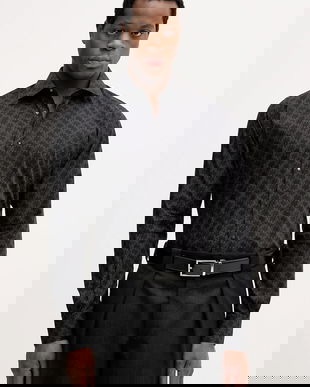 Karl Lagerfeld cămașă din bumbac culoarea negru, cu guler clasic, regular, 561666.605000