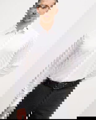 Karl Lagerfeld cămașă culoarea alb, cu guler italian, regular, 561602.605041