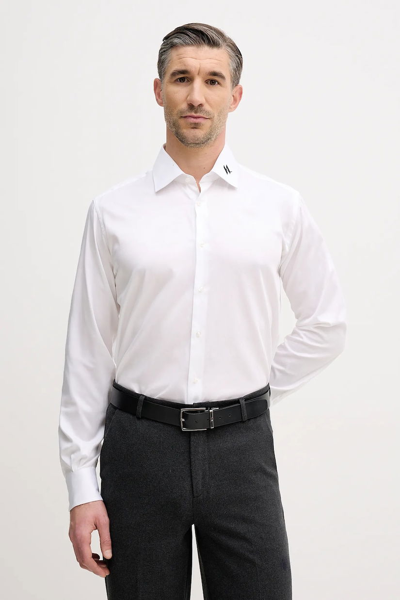 Karl Lagerfeld cămașă culoarea alb, cu guler italian, regular, 561602.605041