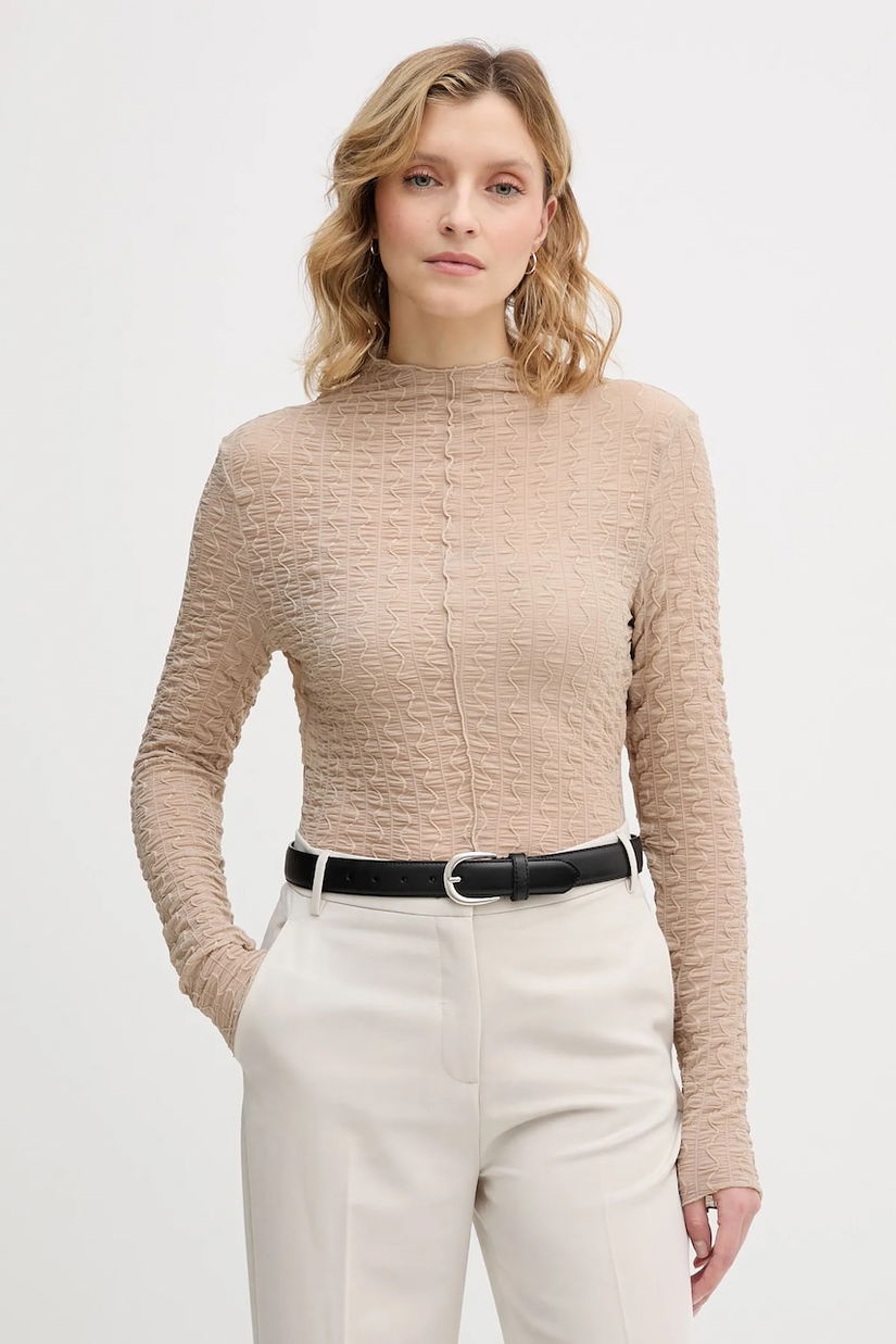 Sisley bluză culoarea bej, uni, 3ELRL108B