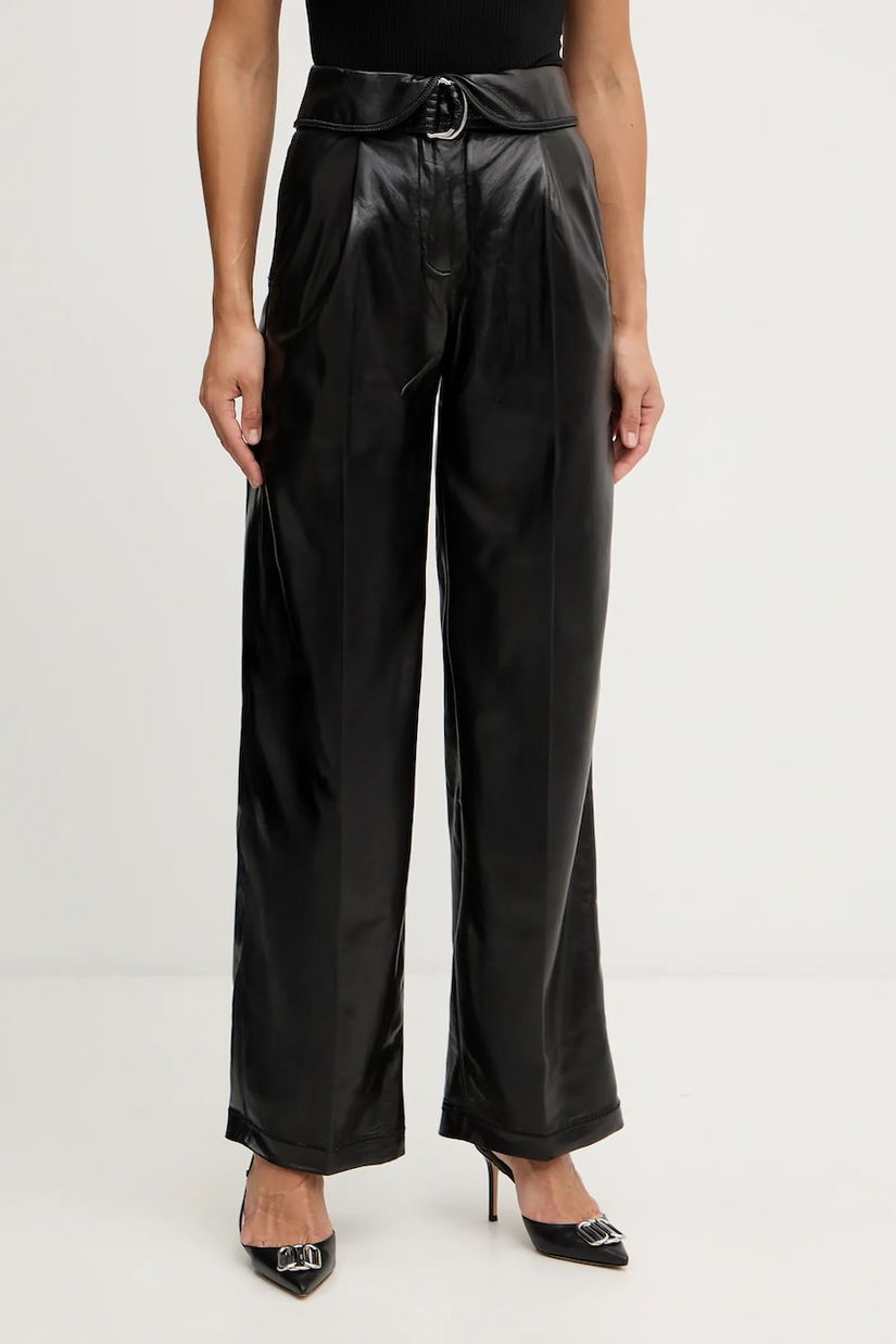 BOSS Orange pantaloni culoarea negru, drept, high waist, 50547304