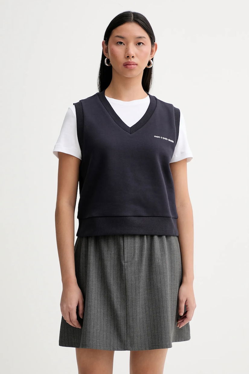 Marc O'Polo vestă din bumbac culoarea bleumarin, cu imprimeu, 5000007595