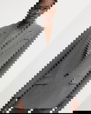 AllSaints sacou ASTRA culoarea gri, un singur rand de nasturi, uni, W038QD