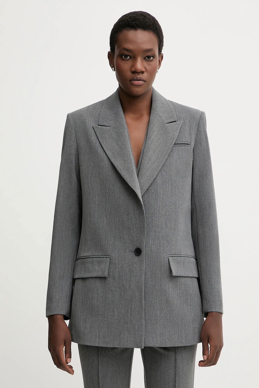 AllSaints sacou ASTRA culoarea gri, un singur rand de nasturi, uni, W038QD