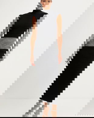 Retrofete rochie din amestec de cașmir Leontine culoarea negru, maxi, mulata, R-FW25-11784-17